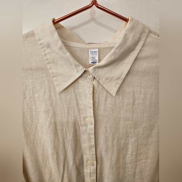 NWOT - Linen Old Navy Lt. Tan Button Down Shirt - Size XXL - Picture 3 of 9